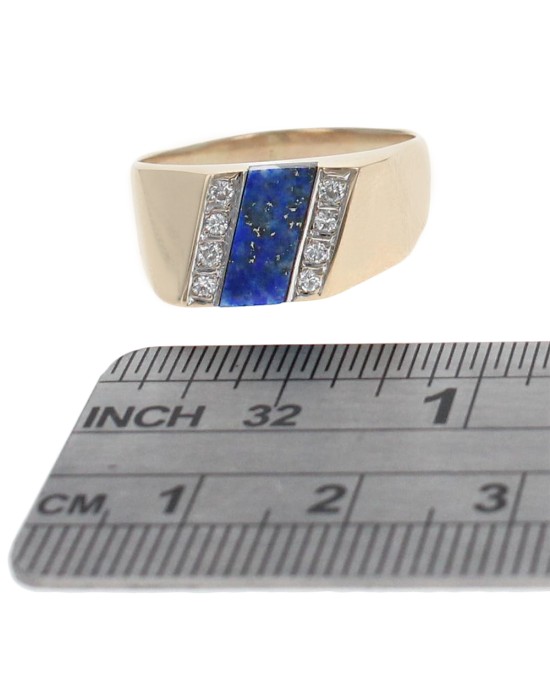 Gentlemans Lapis Lazuli Panel and Diamond Ring